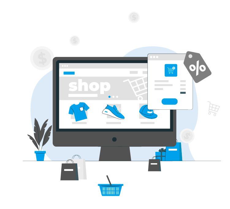 Eine Abbildung eines Computerbildschirms mit einer Shop-Seite darauf.