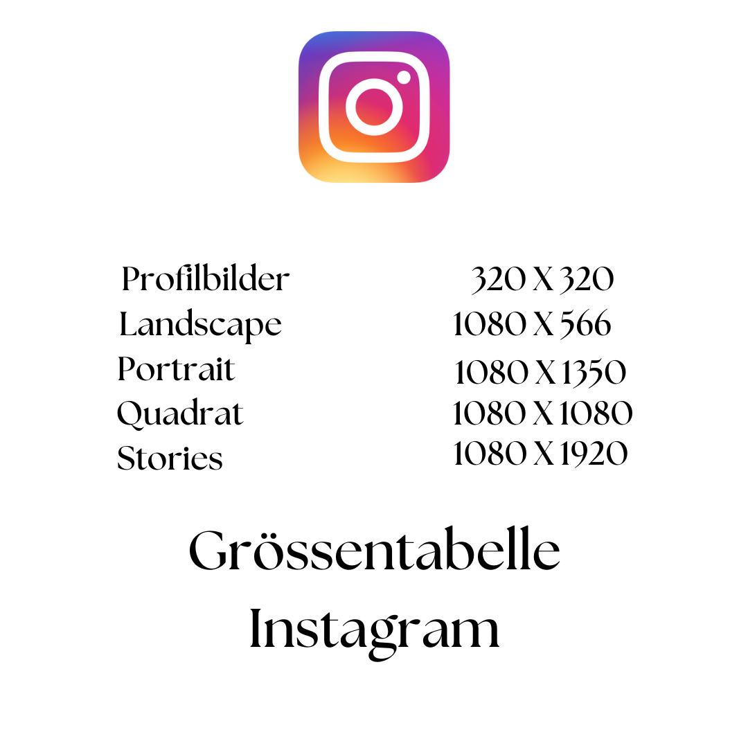 Grössenvorgaben Instagram Content