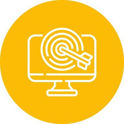 Ein Computermonitor mit einer Zielscheibe und einem Pfeil darauf.