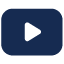 YouTube Logo: Blaues Quadrat mit weisser Wiedergabetaste.