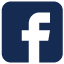 Facebook-Logo: Weisses „f“ auf einem blauen Quadrat mit abgerundeten Ecken.