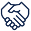 Symbol von zwei Hände die sich schütteln.