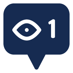 Blaue Benachrichtigungsblase mit Augensymbol und der Zahl 1, die eine neue Ansicht anzeigt.