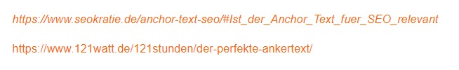 Die Grafik zeigt ein Beispiel für nackte Links