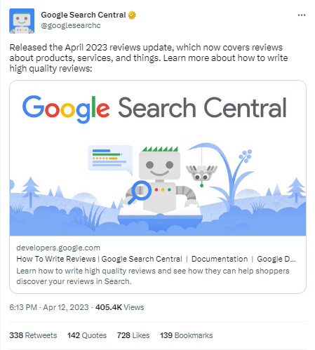 Eine Anzeige von Google Search Central mit einem Roboter, der eine Lupe hält.