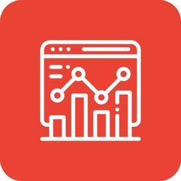 Ein Liniensymbol eines Diagramms auf einem Computerbildschirm auf rotem Hintergrund.