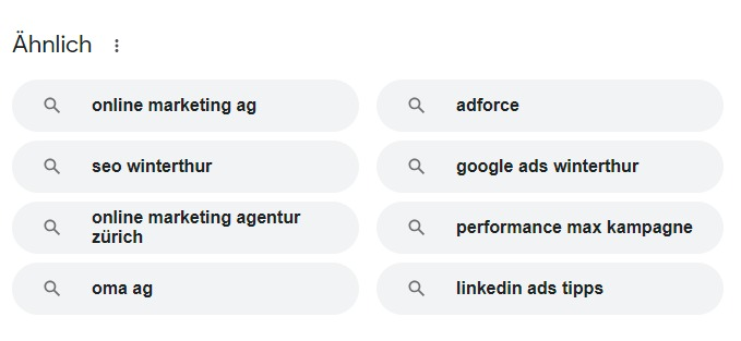 Ein Screenshot einer Google-Suche nach Online-Marketing-AG