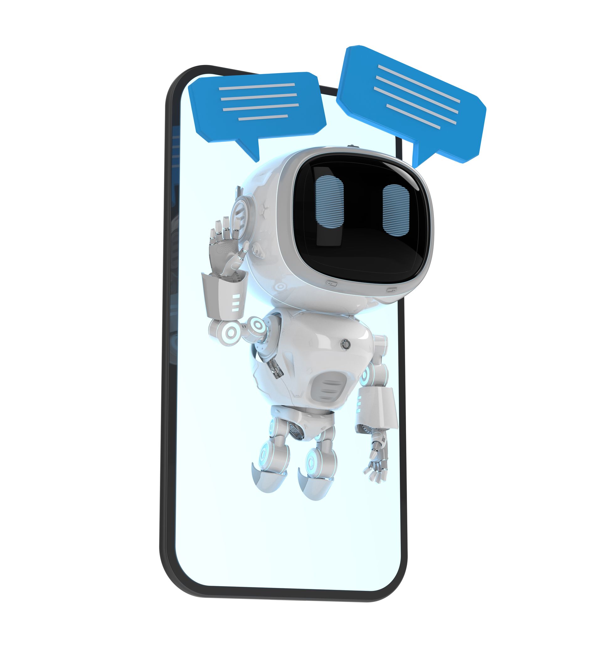 Ein Bot kommt aus einem Handy