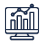 Monitor mit Balken- und Liniendiagramm zur Anzeige der Datenanalyse.