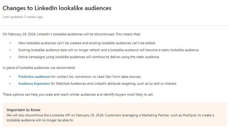 LinkedIn Lookalike Audiences werden in einem Blogpost beschrieben