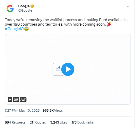 Screenshot von einem Tweet über Google