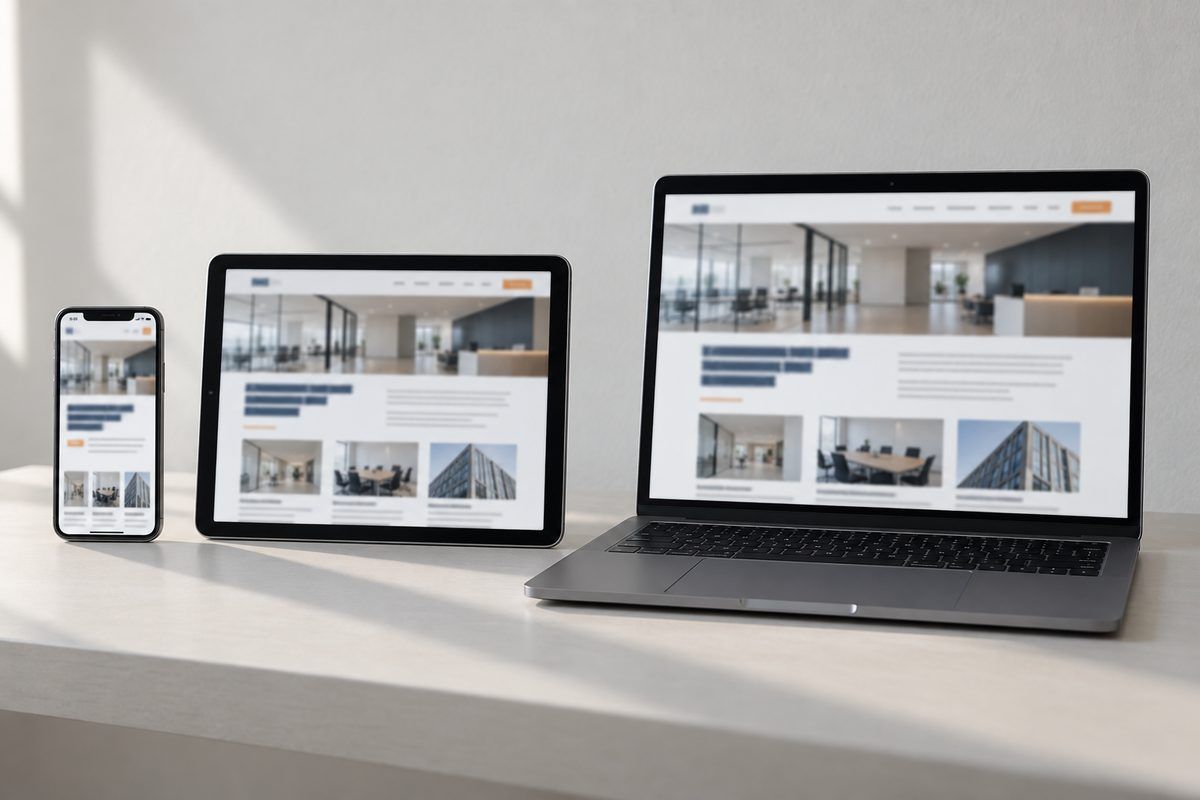Dieselbe Seite auf Smartphone, Tablet und Laptop