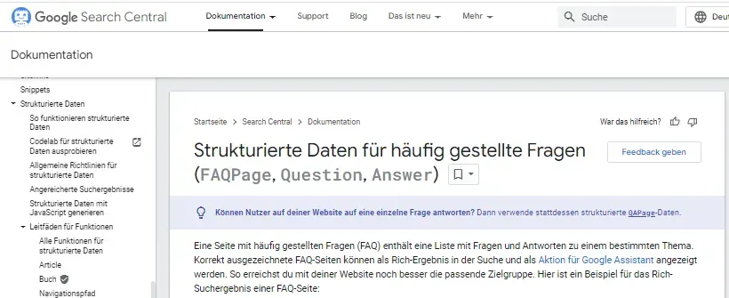 Google Search Central documentation page titled