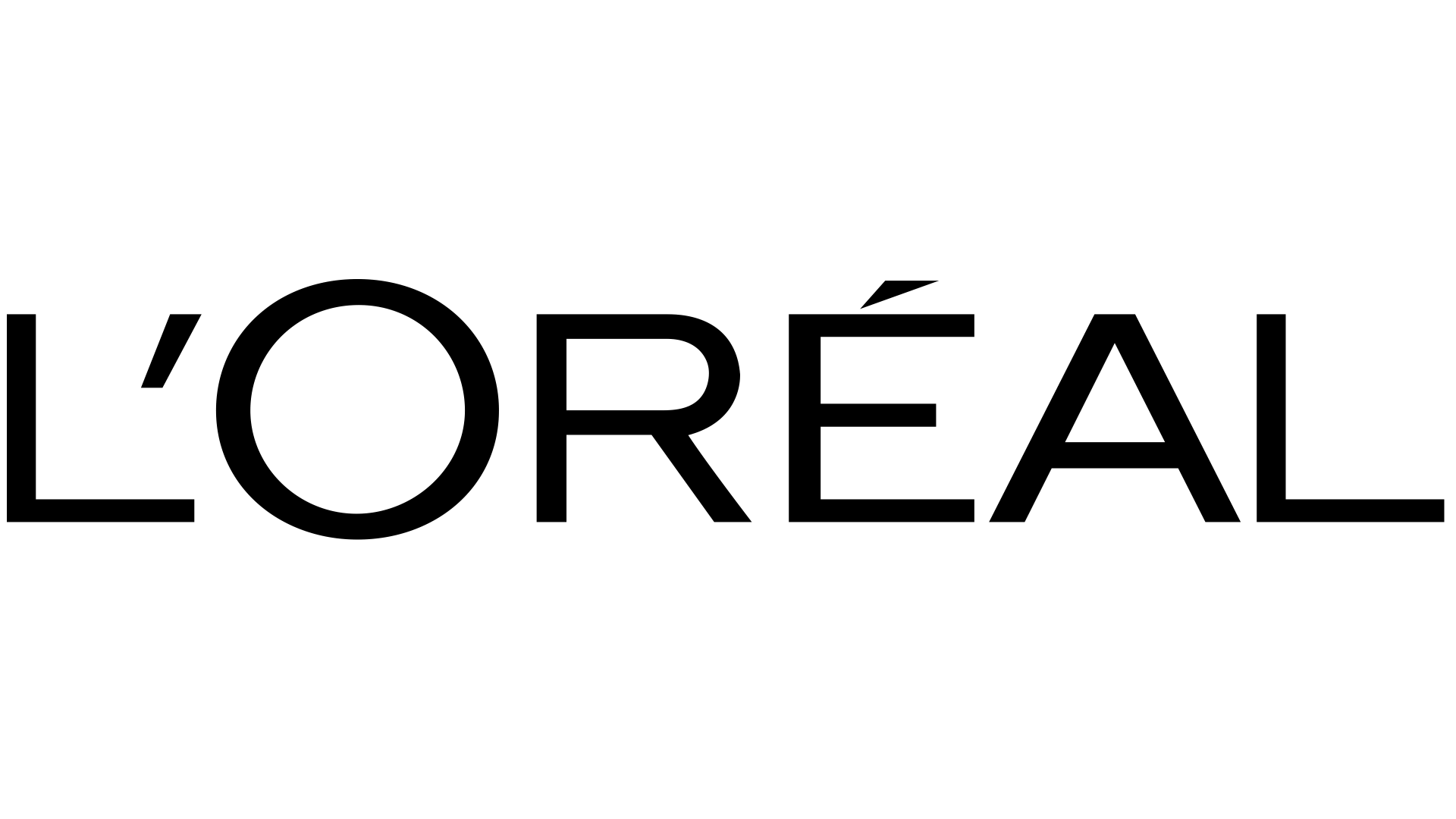 Logo L'Oréal in testo nero su sfondo bianco.