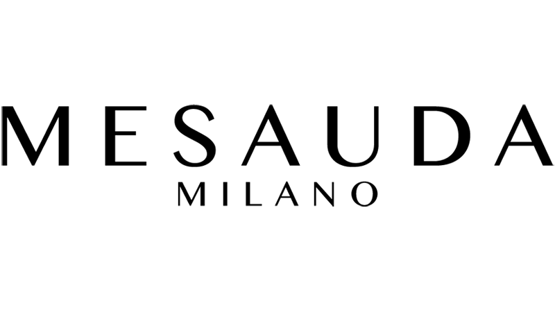 Logo Mesauda Milano: testo nero su sfondo bianco.