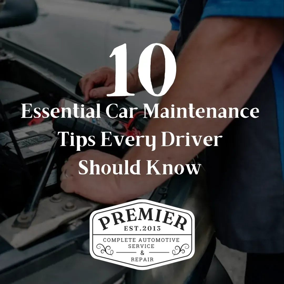 A man is working on a car with the words essential car maintenance tips every driver should know