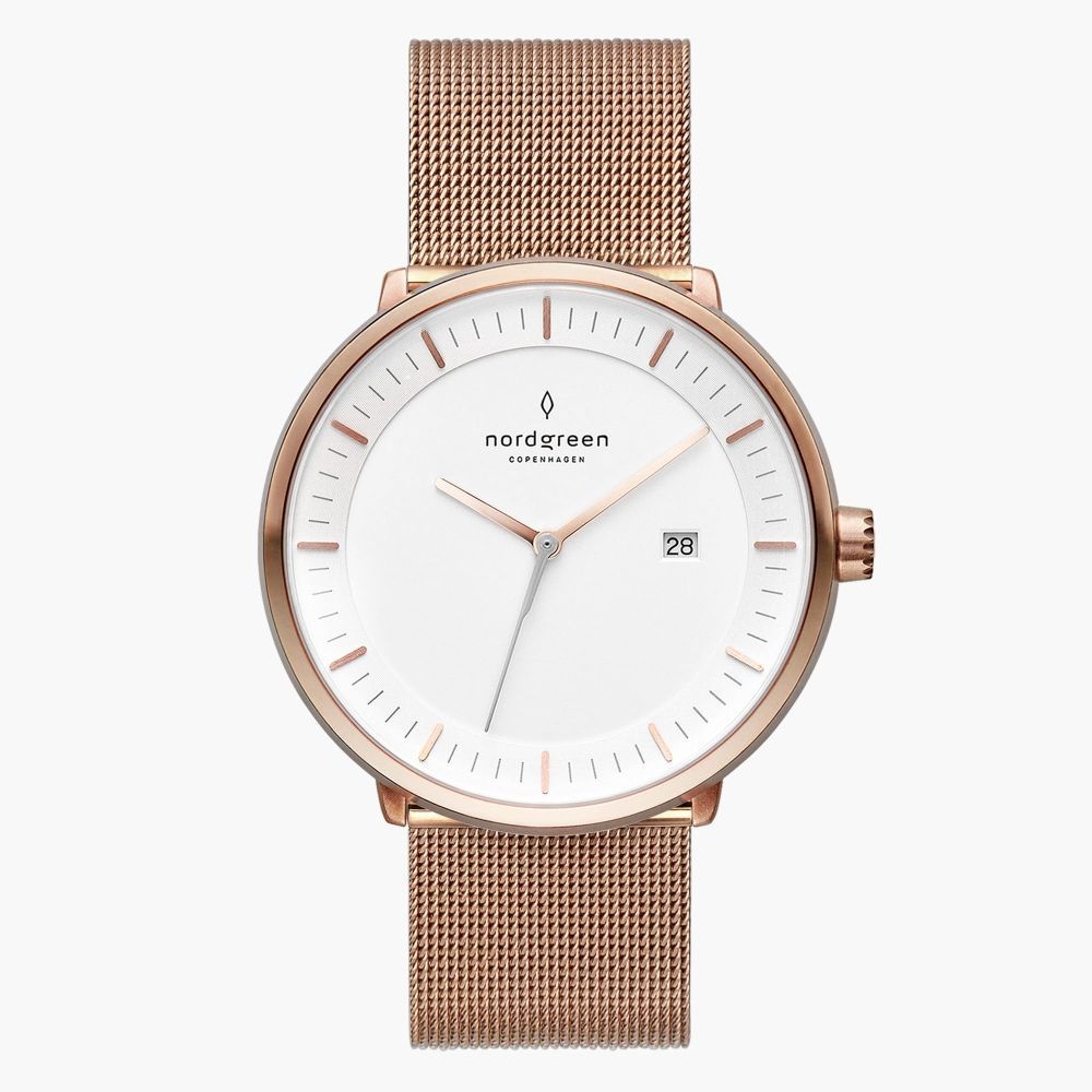 【Nordgreen】Philosopher哲學家 玫瑰金系列米蘭帶腕錶36mm(PH36RGMEROXX)