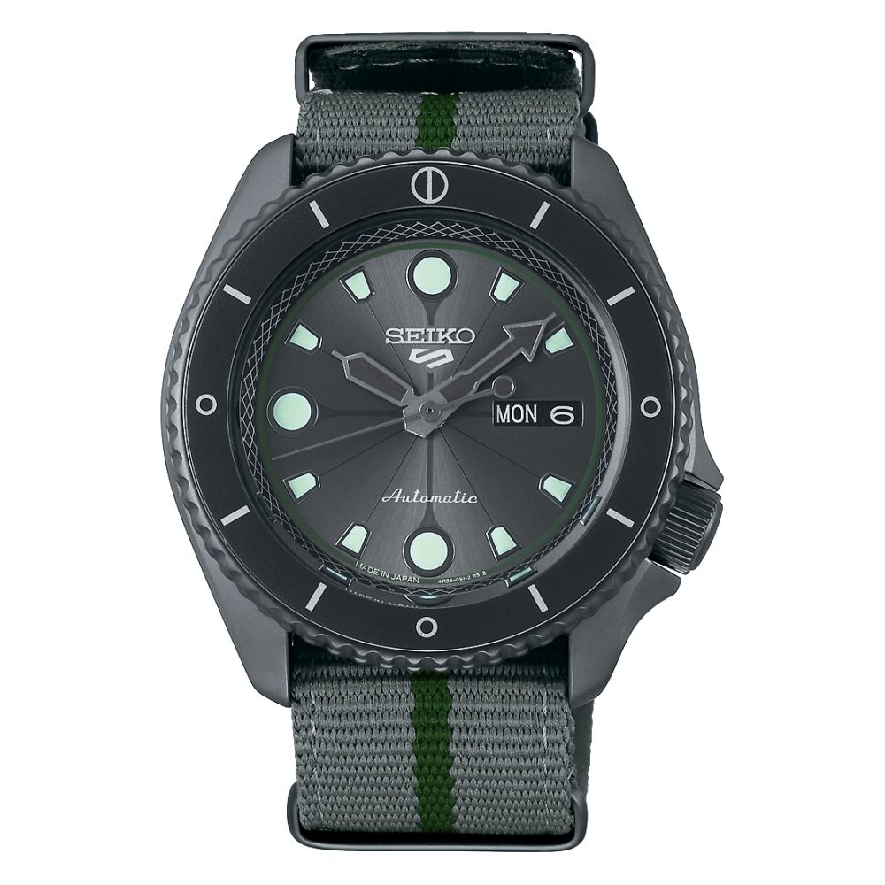 【SEIKO 精工】SEIKO 5 Sports x 火影忍者聯名腕錶－鹿丸(SRPF75K1)【送帆布錶帶及原廠好禮】