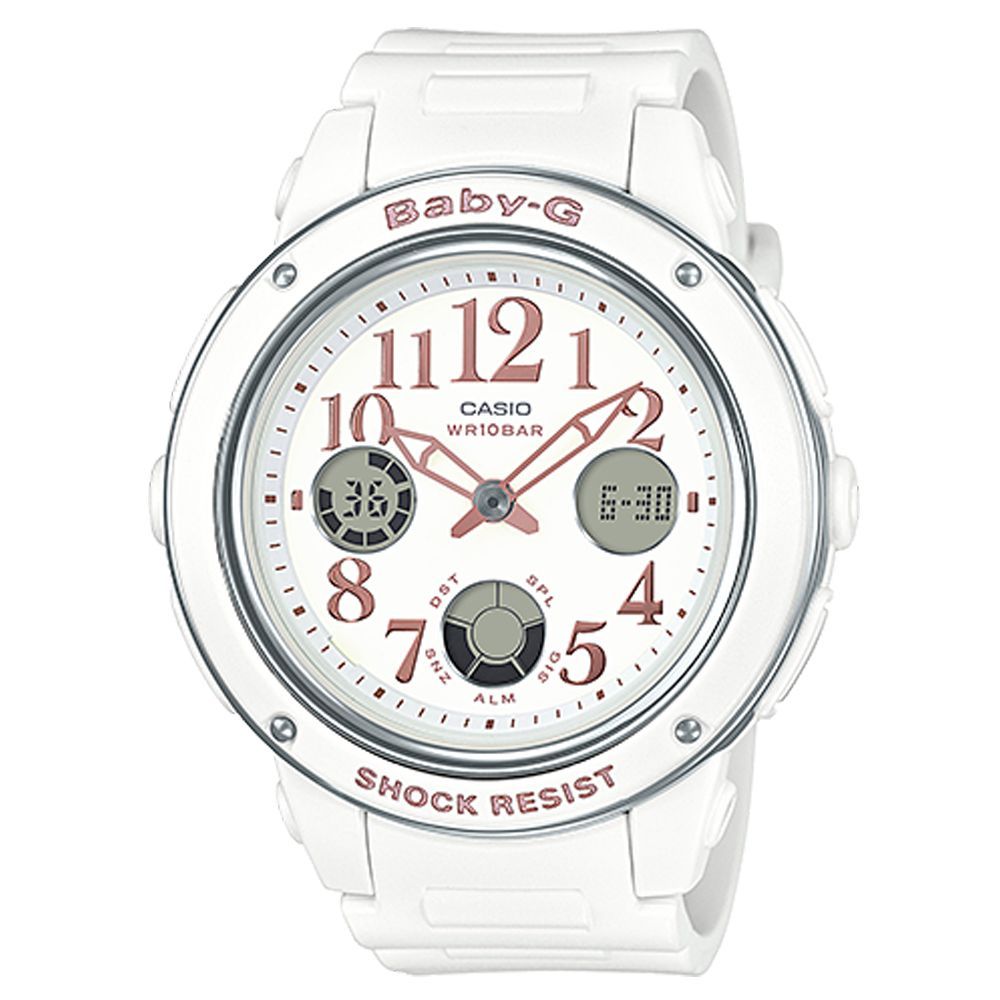 BABY-G 清新典雅系列婉約時尚三眼雙顯休閒錶(BGA-150EF-7B)白色/43mm