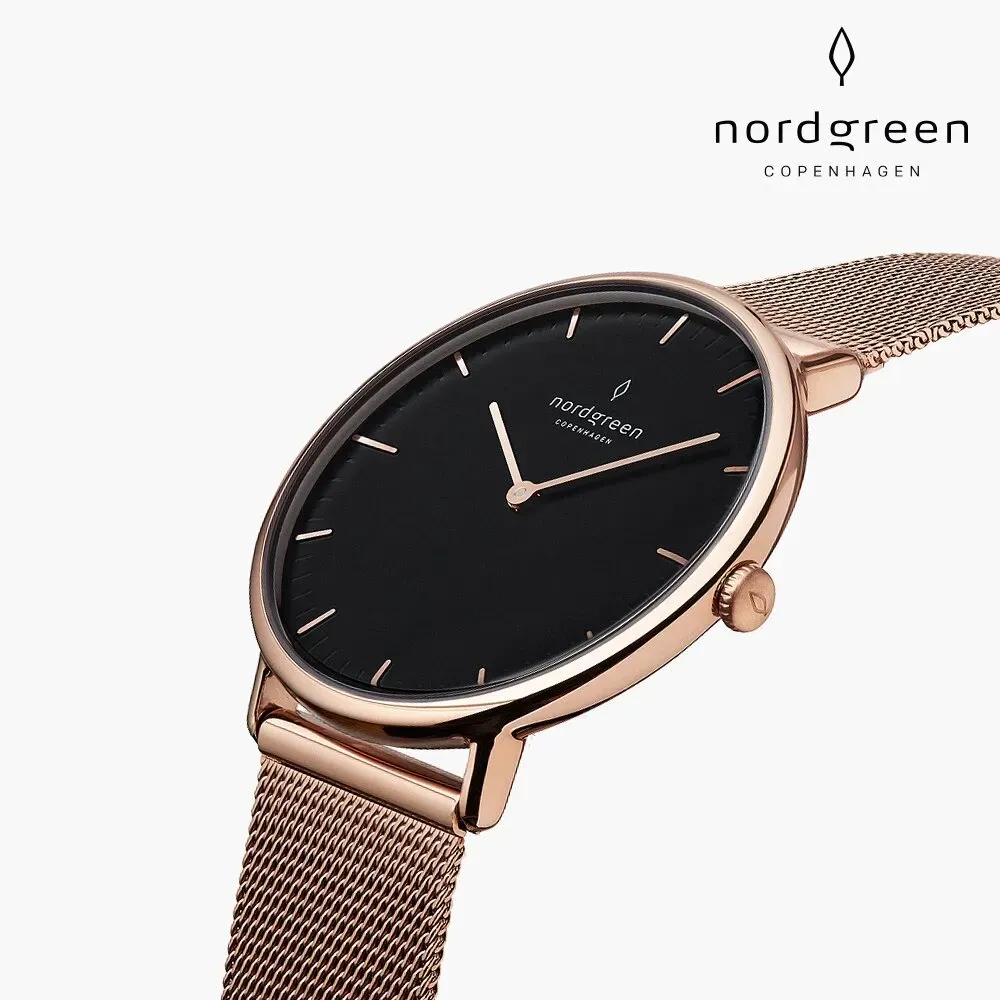 【Nordgreen】Native本真 極夜黑米蘭帶腕錶 40mm (NR40RGMEBLBL)-funtastic方采