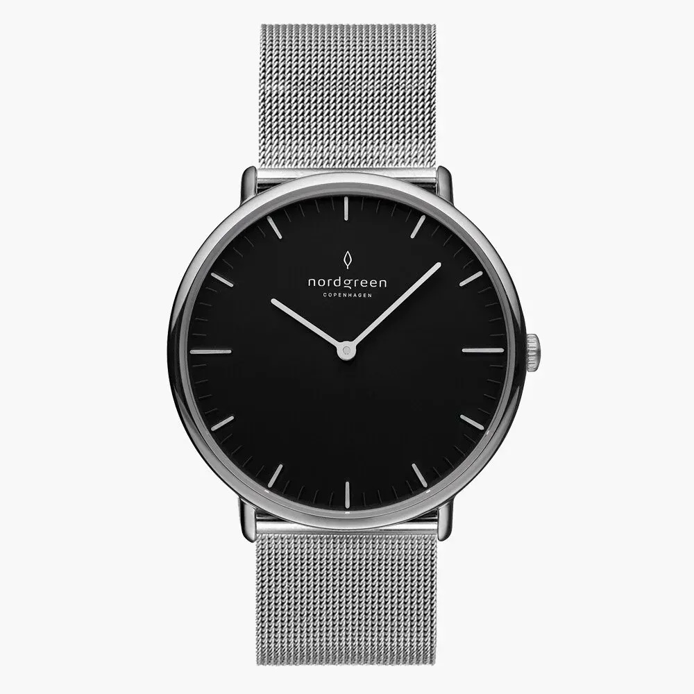 【Nordgreen】Native本真 月光銀系列米蘭帶腕錶 36mm (NR36SIMESIBL)-funtastic方采