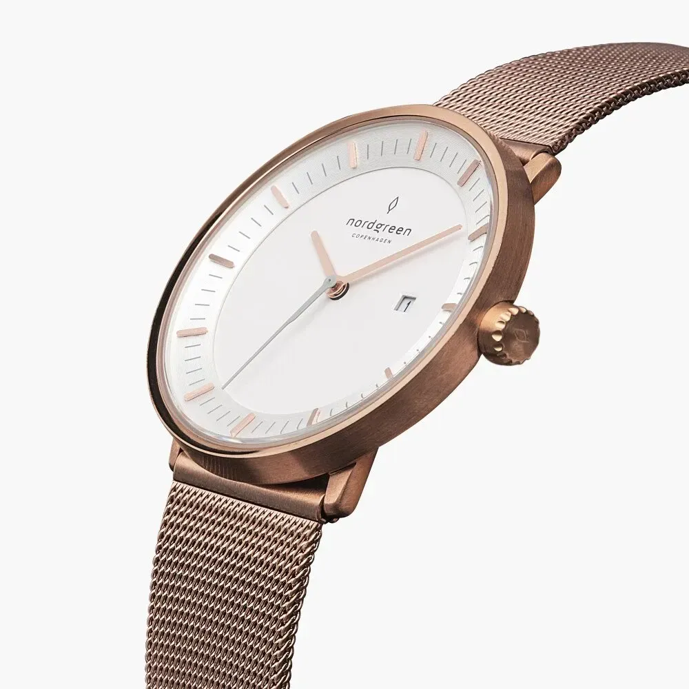 【Nordgreen】Philosopher哲學家 玫瑰金系列米蘭帶腕錶 40mm (PH40RGMEROXX)-funtastic方采