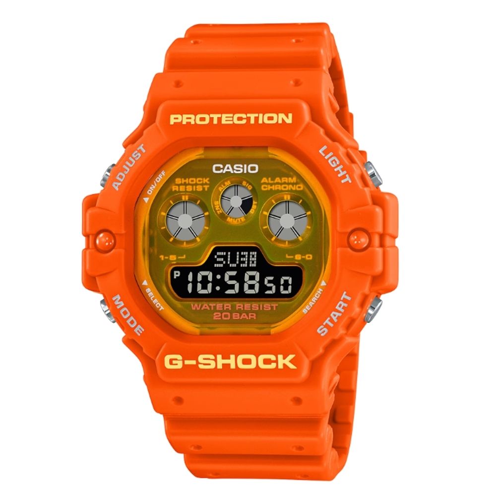 CASIO卡西歐 G-SHOCK 耀眼夏日數位錶款 螢光橘 DW-5900TS-4_46.8mm