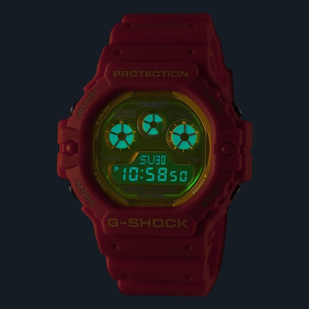 CASIO卡西歐 G-SHOCK 耀眼夏日數位錶款 螢光橘 DW-5900TS-4_46.8mm