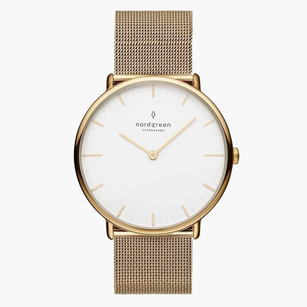 【Nordgreen】Native本真 白面香檳金米蘭帶腕錶 32mm (NR32GOMEGOXX)-funtastic方采