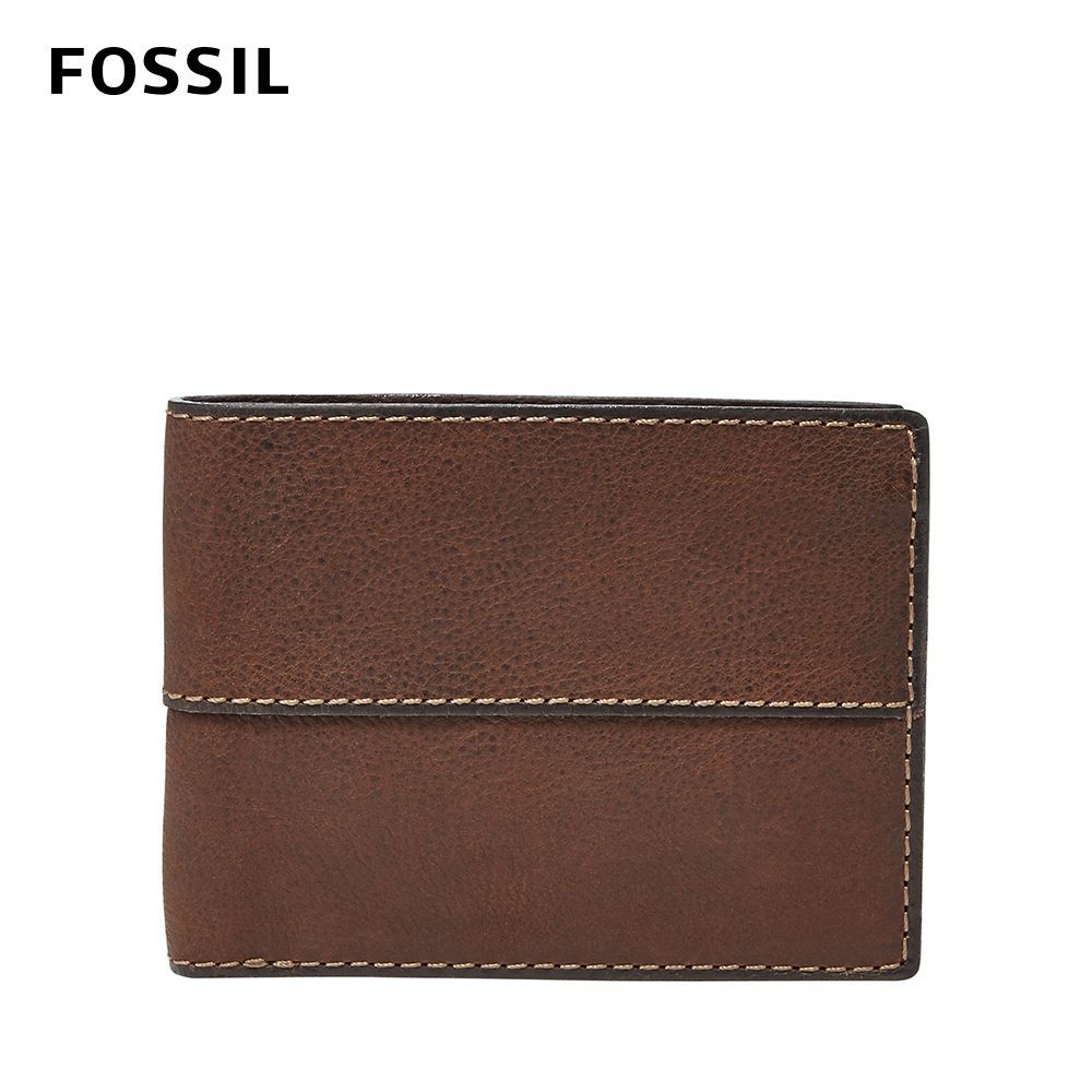 【FOSSIL】Ethan 真皮質樸零錢袋皮夾-深棕色 SML1067201