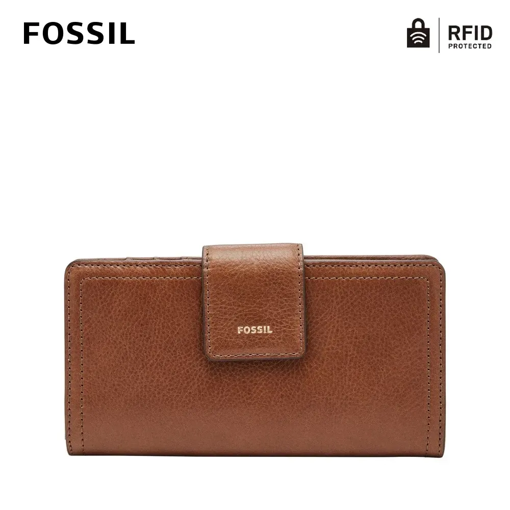 【FOSSIL】Logan 咖啡色真皮拉鍊中長夾( SL7830200)-funtastic方采