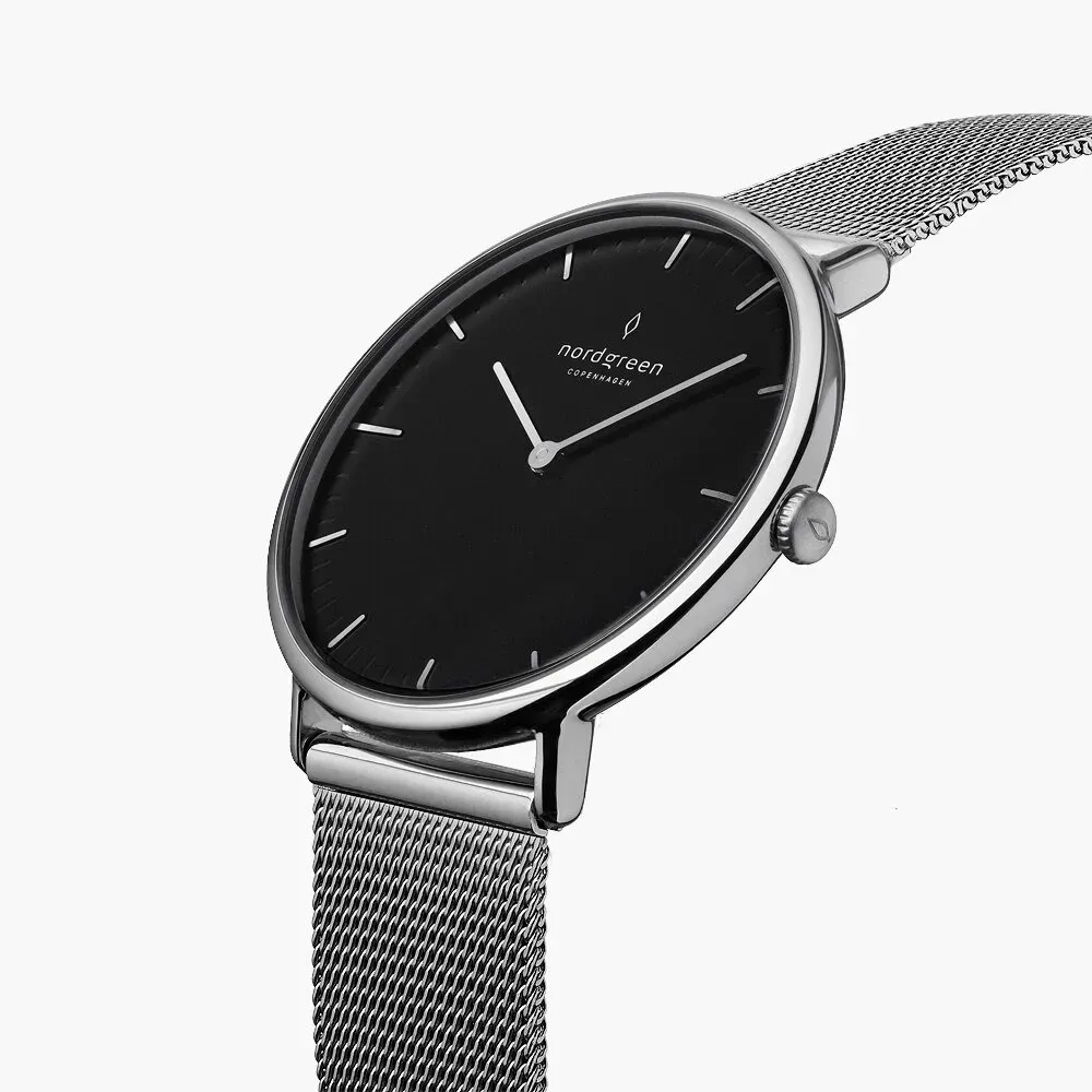 【Nordgreen】Native本真 月光銀系列米蘭帶腕錶 36mm (NR36SIMESIBL)-funtastic方采