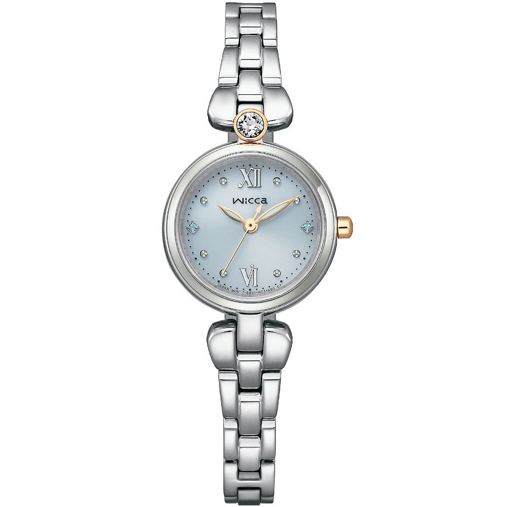 【CITIZEN 星辰】Wicca 台灣限定款 太陽能晶鑽女錶 送禮首選-銀x藍/23.5mm KP5-611-93