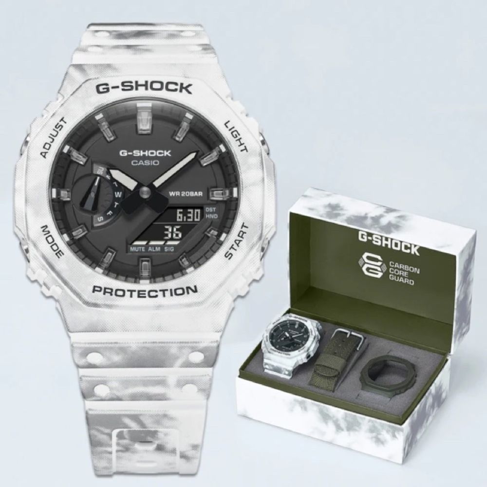 CASIO 卡西歐 G-SHOCK 雙顯運動電子錶 GAE-2100GC-7ADR