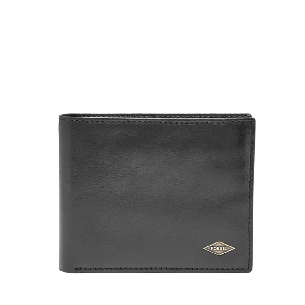 FOSSIL Ryan 菱形金屬LOGO基本款RFID實用男夾-黑色 ML3729001