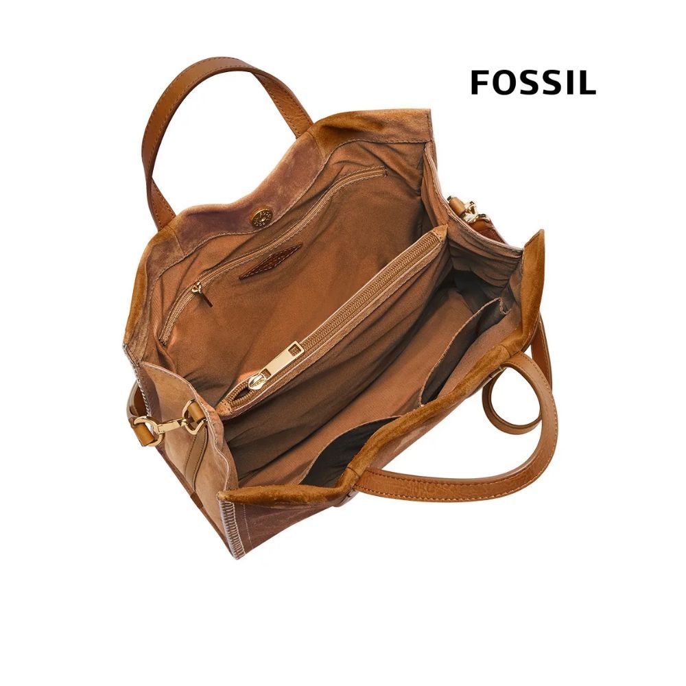 FOSSILCarmen 麂皮兩用手提包-金棕色 ZB1843216