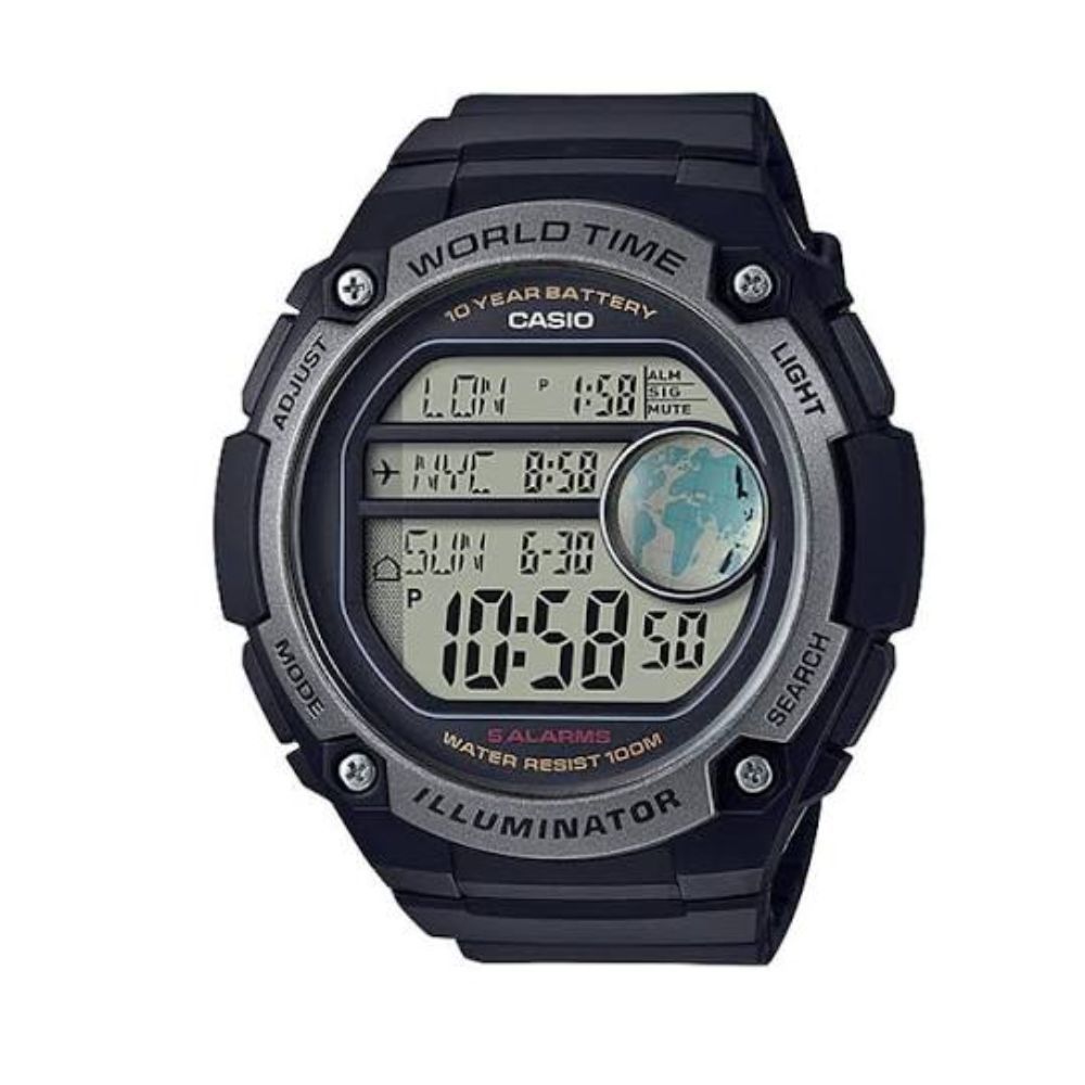 CASIO 球狀大錶面設計潮流運動數位錶AE-3000W-1A-55.5mm / 考試錶