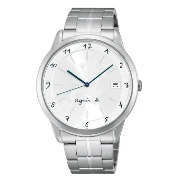 【agnes b】經典蜥蜴圖文時尚腕錶/白面 39mm (VJ52-00AM/BP9007J1)-funtastic方采