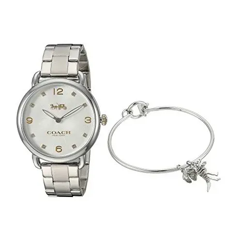 【COACH】質感閃金時尚腕錶/附綴飾手鐲 36mm (14000056)-funtastic方采