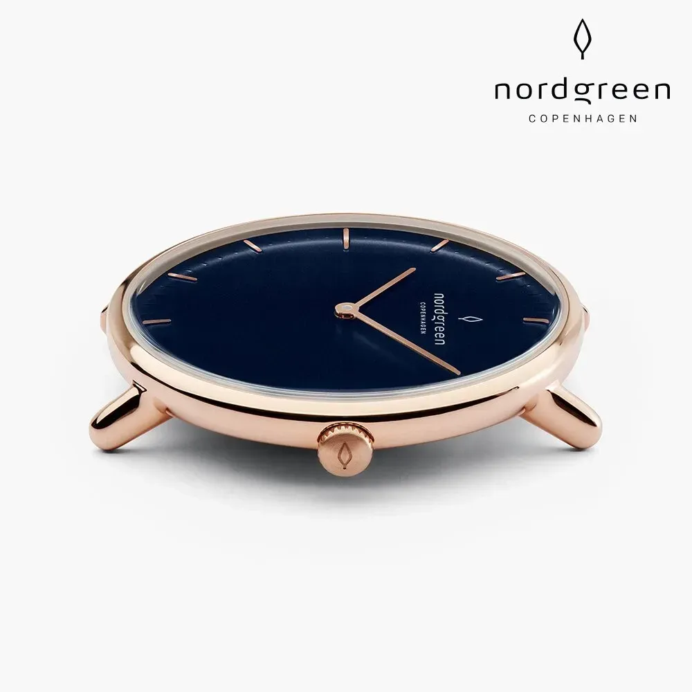 【Nordgreen】Native本真 藍面玫瑰金米蘭帶腕錶36mm(NR36RGMERONA)-funtastic方采
