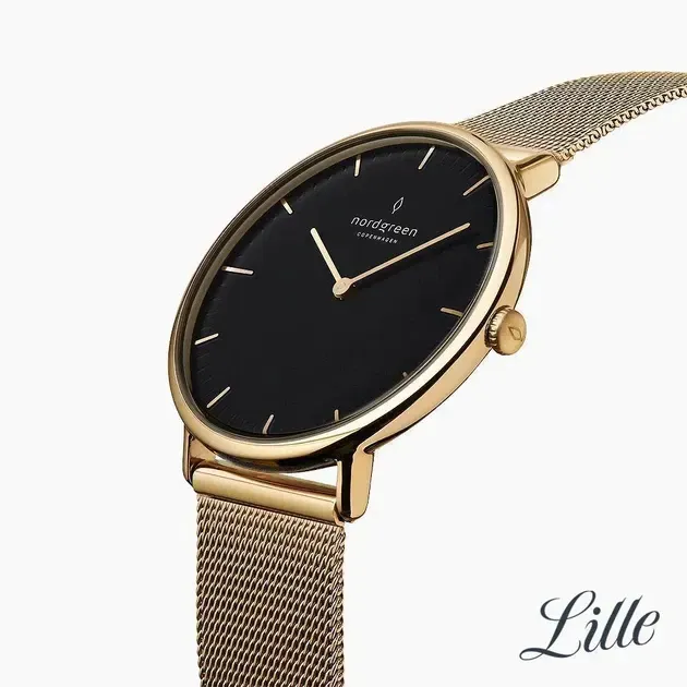 【Nordgreen】Unika優雅獨特 黑面玫瑰金米蘭錶帶女錶 32mm(NR32GOMEGOBL)-funtastic方采