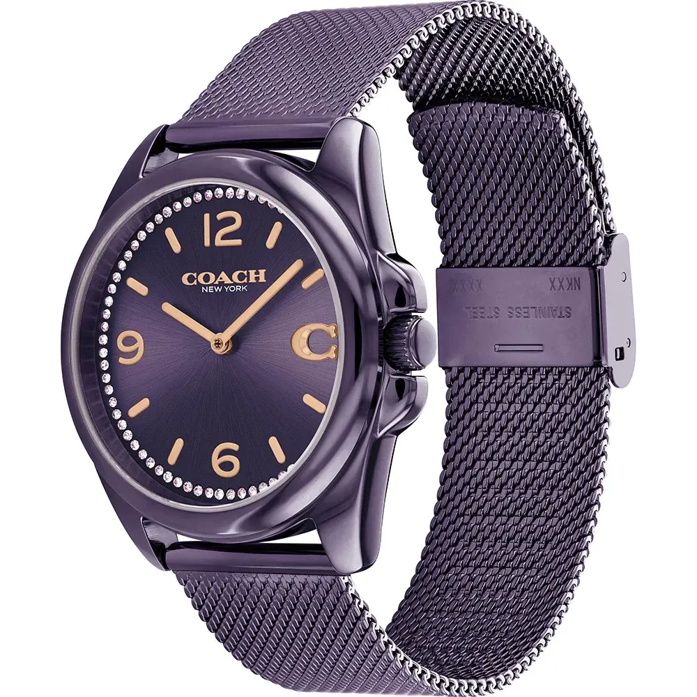 【COACH】 C字晶鑽米蘭帶女錶-紫 36mm (CO14504145)-funtastic方采