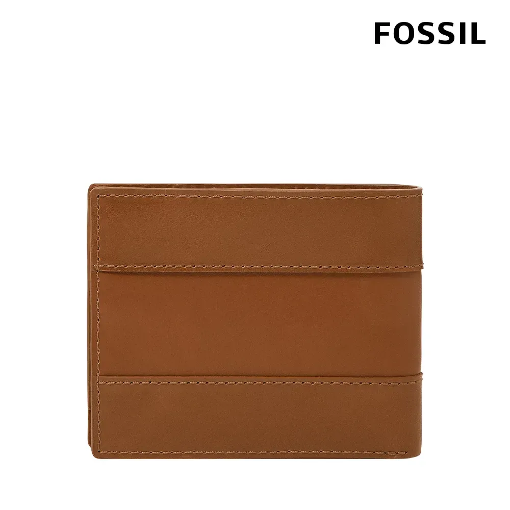【FOSSIL】Everett 真皮證件格經典男夾-金棕色 ML4397216 (禮盒組附鐵盒)-funtastic方采