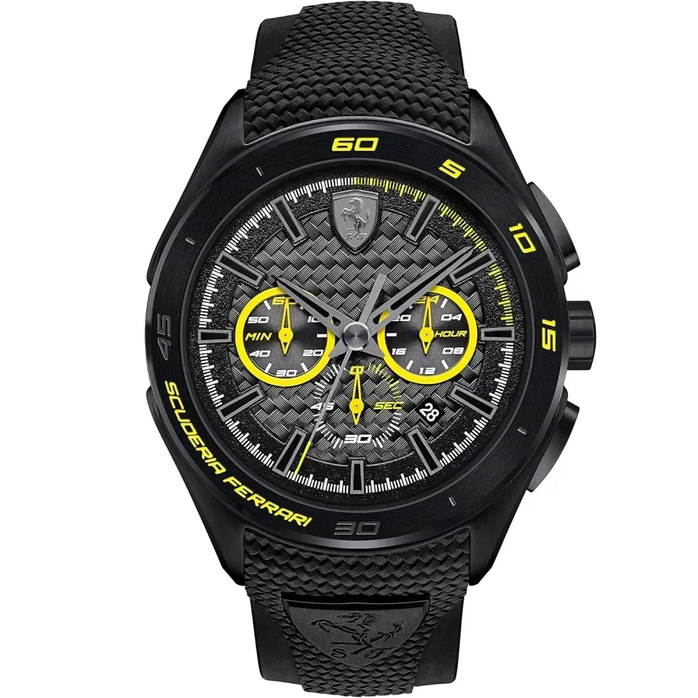 【FERRARI 法拉利】時尚流行速度運動錶/黃 47mm (0830345)-funtastic方采