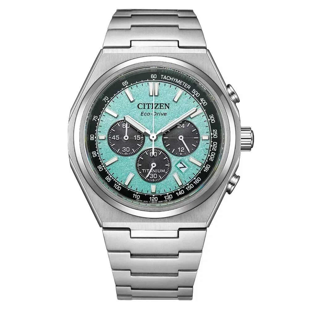 【CITIZEN 星辰】GENTS Zenshin 韋禮安代言 超級鈦光動能計時腕錶 湖水藍(CA4610-85M)-funtastic方采