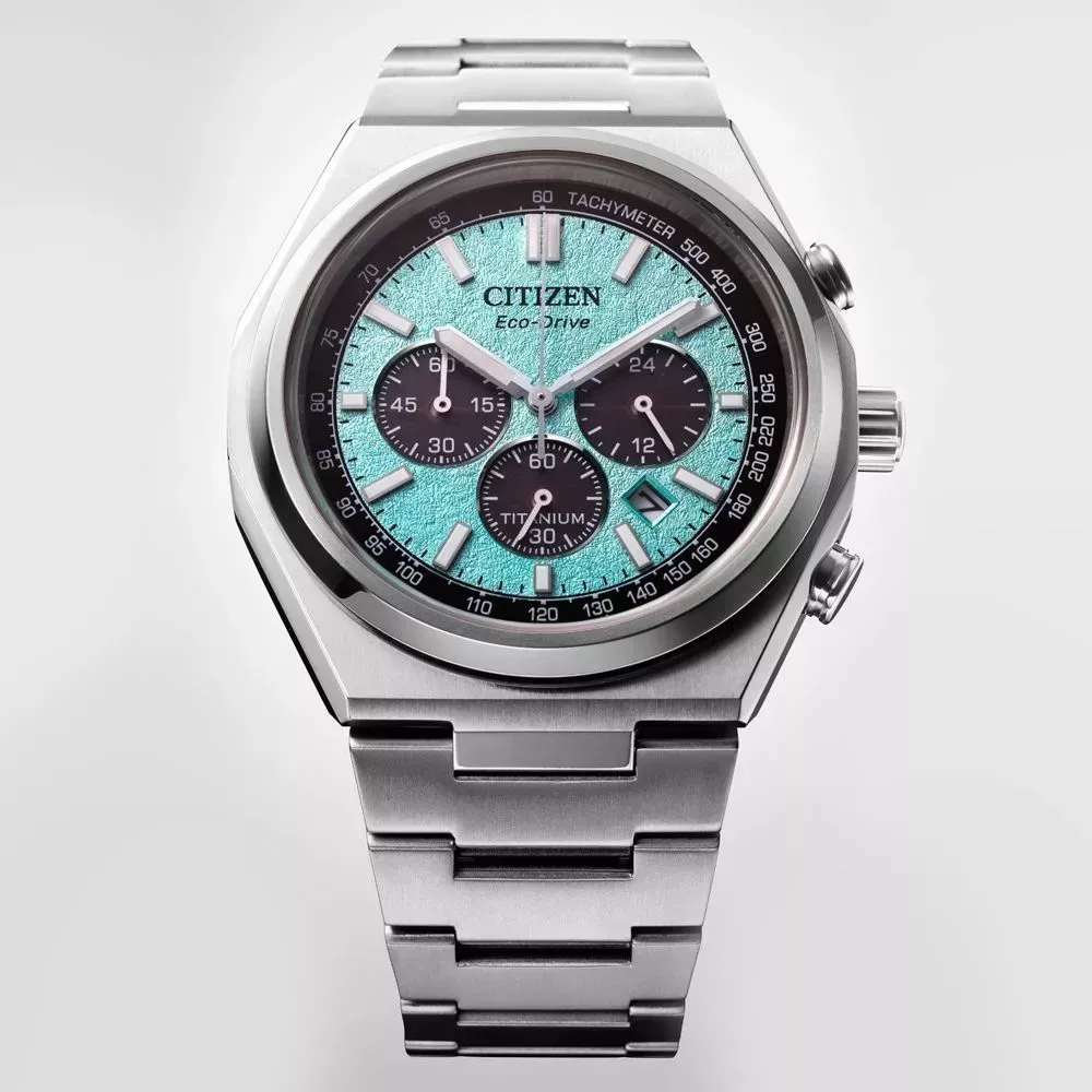 【CITIZEN 星辰】GENTS Zenshin 韋禮安代言 超級鈦光動能計時腕錶 湖水藍(CA4610-85M)-funtastic方采