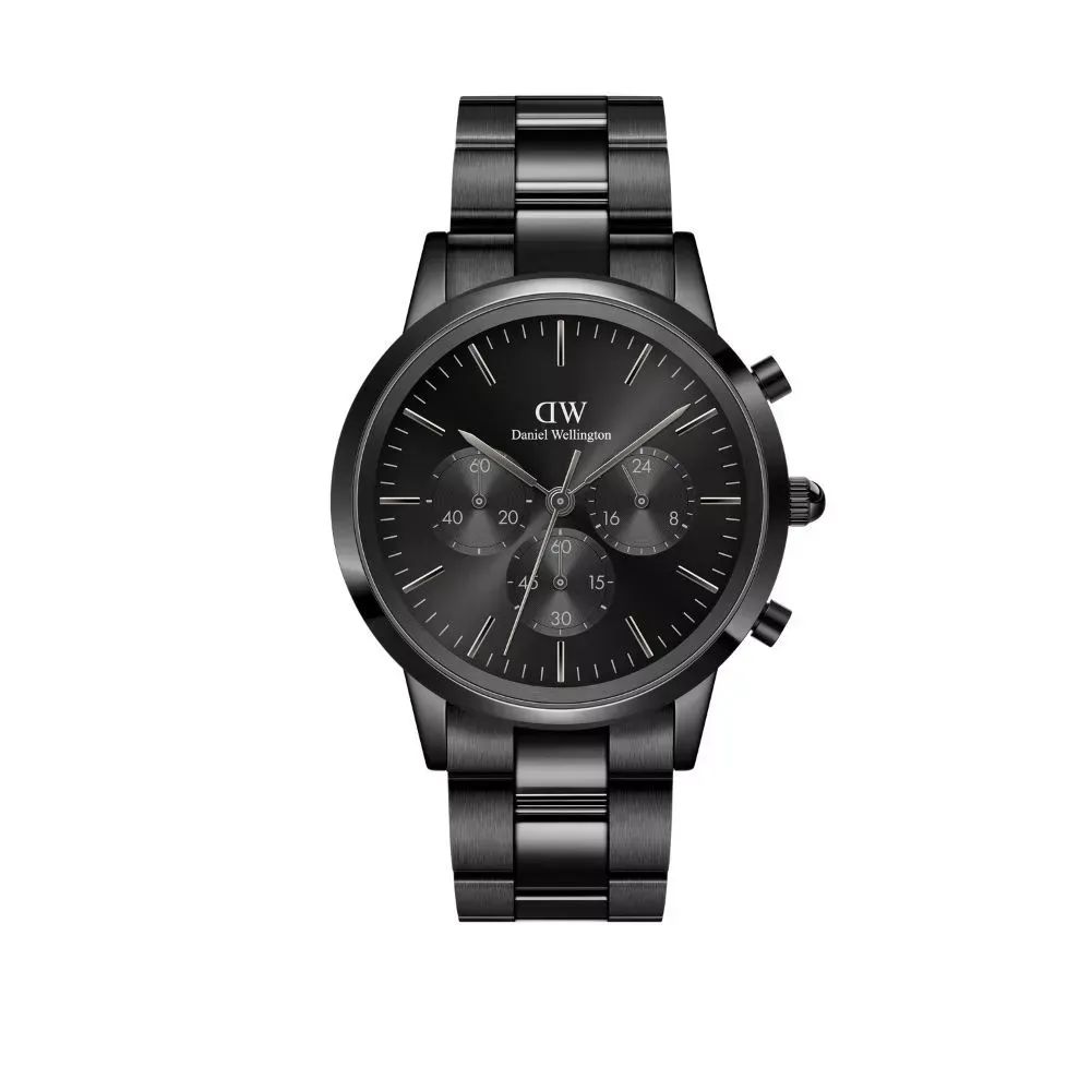 【DW】 Daniel Wellington  太空黑三眼精鋼錶黑錶盤 42mm(DW00100642)-funtastic方采