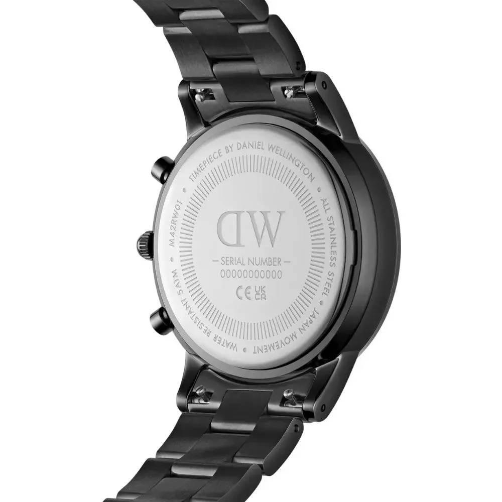 【DW】 Daniel Wellington  太空黑三眼精鋼錶黑錶盤 42mm(DW00100642)-funtastic方采