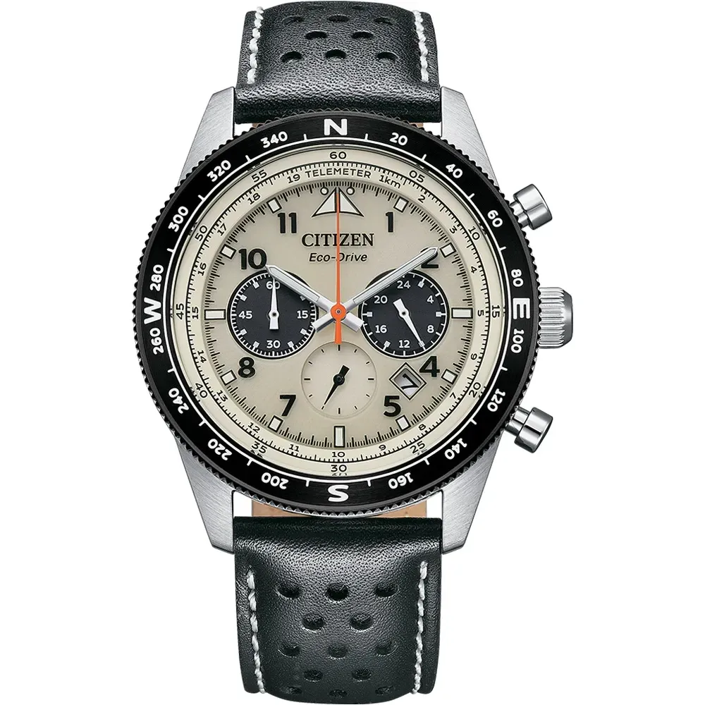 【CITIZEN 星辰】Chronograph 光動計時皮帶腕錶 43mm (CA4559-13A)-funtastic方采