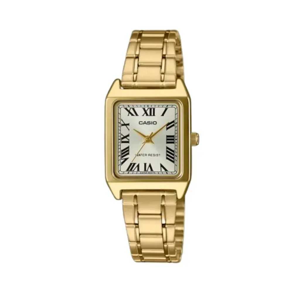 【CASIO 卡西歐】韓風潮流 金色小方錶 精緻輕巧 22mm( LTP-V007G-9B)-funtastic方采